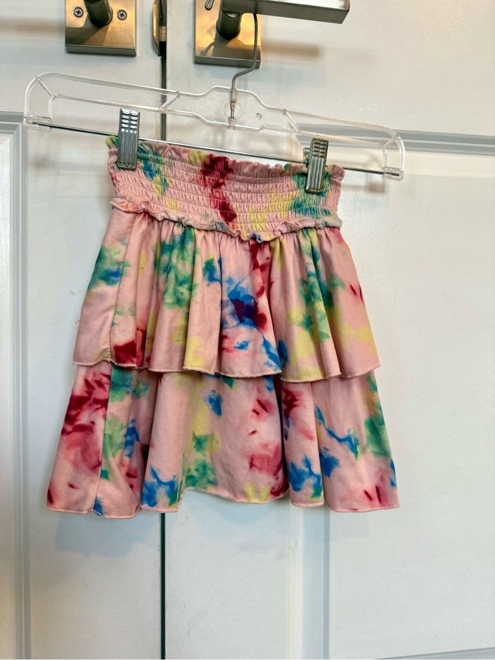 btween Pink Tie-Dye Ruffle Mini Skirt